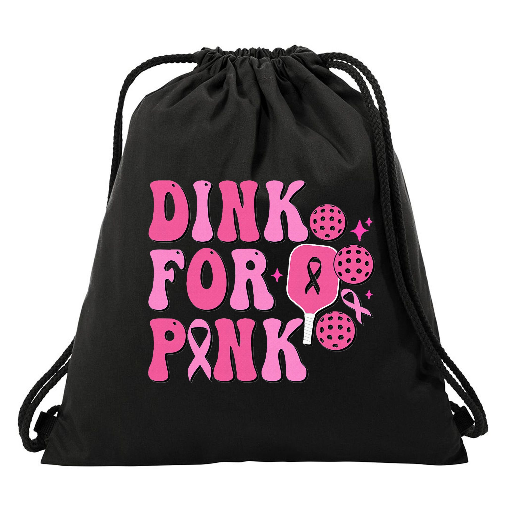 Dink For P.I.N.K. Breast Cancer Awareness Pickleball Drawstring Bag