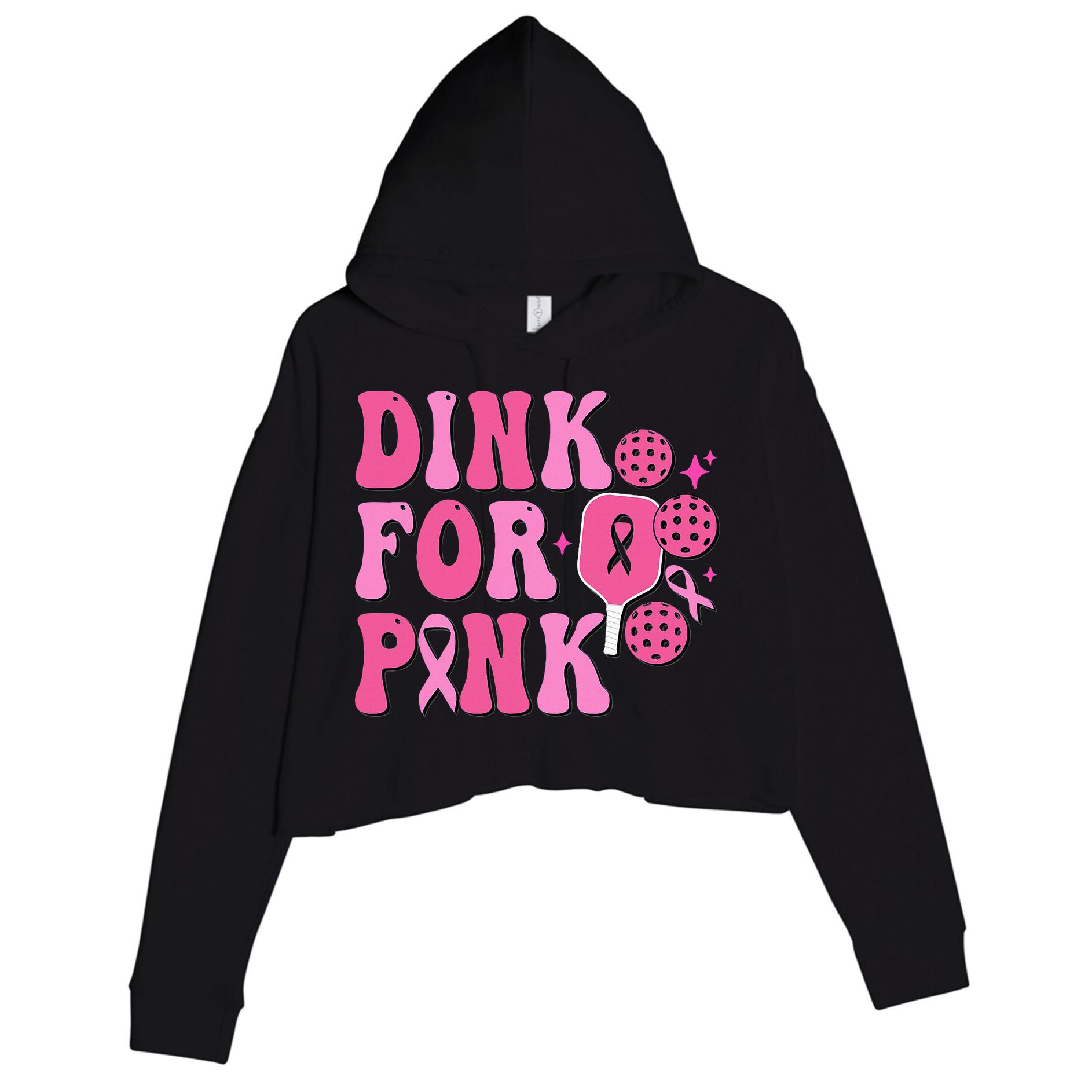 Dink For P.I.N.K. Breast Cancer Awareness Pickleball Crop Fleece Hoodie
