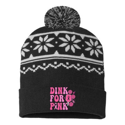 Dink For P.I.N.K. Breast Cancer Awareness Pickleball USA-Made Snowflake Beanie