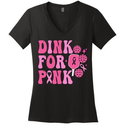 Dink For P.I.N.K. Breast Cancer Awareness Pickleball Women's V-Neck T-Shirt