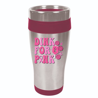 Dink For P.I.N.K. Breast Cancer Awareness Pickleball 16oz Travel Tumbler
