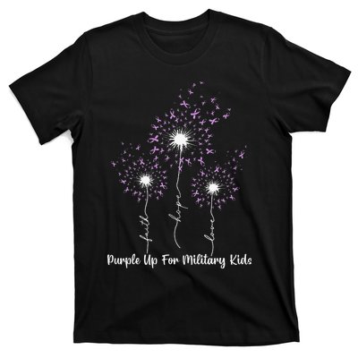 Dandelion Flower Purple Up For Military Month T-Shirt