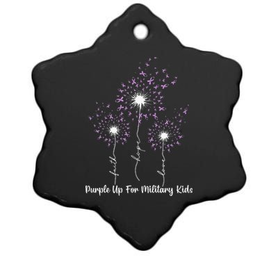 Dandelion Flower Purple Up For Military Month Ceramic Star Ornament