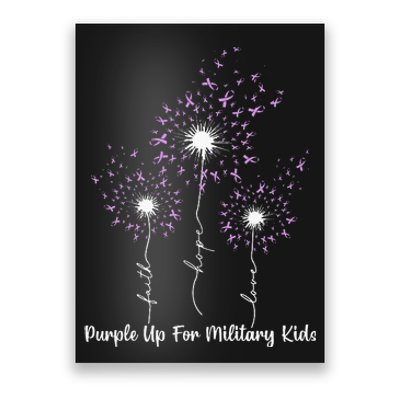 Dandelion Flower Purple Up For Military Month Poster