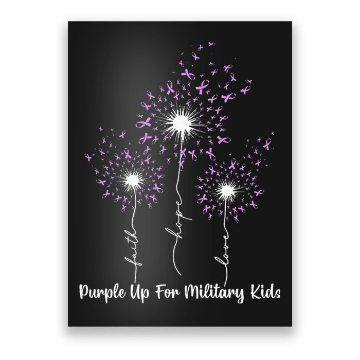 Dandelion Flower Purple Up For Military Month Poster