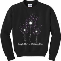 Dandelion Flower Purple Up For Military Month Kids Sweatshirt