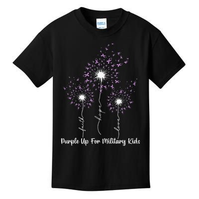 Dandelion Flower Purple Up For Military Month Kids T-Shirt