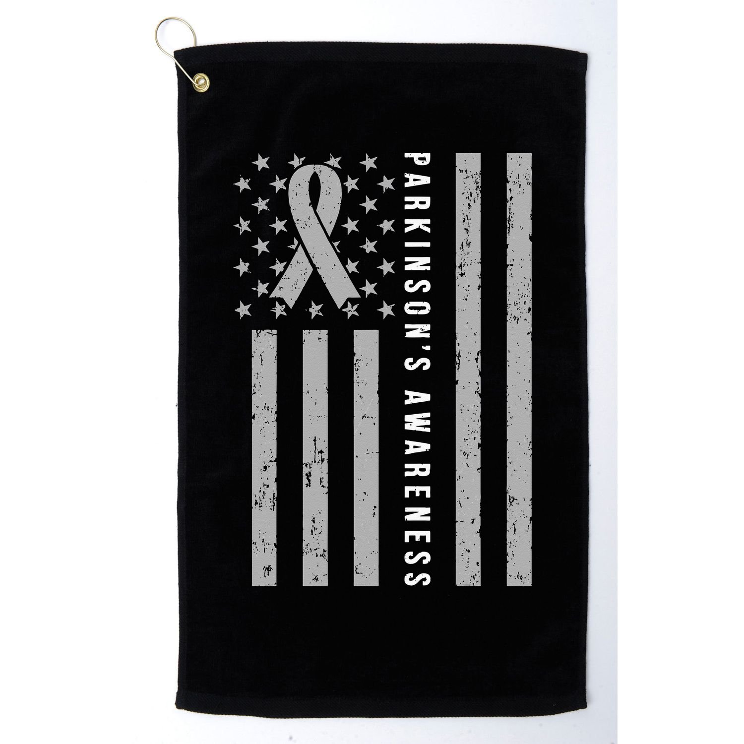 Disease Flag Parkinsons Awareness Ribbon Gray Golf Towel