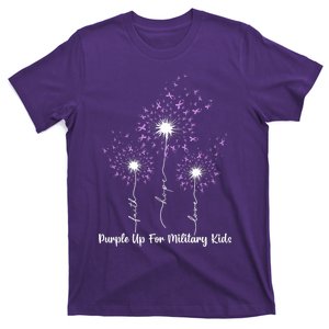 Dandelion Flower Purple Up For Military Kids_ Month T-Shirt