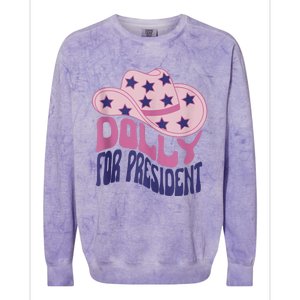 Dolly For President Personalized Dolly First Name Pink Cowboy Hat Colorblast Crewneck Sweatshirt