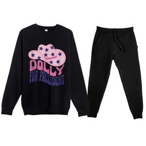 Dolly For President Personalized Dolly First Name Pink Cowboy Hat Premium Crewneck Sweatsuit Set