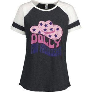 Dolly For President Personalized Dolly First Name Pink Cowboy Hat Enza Ladies Jersey Colorblock Tee