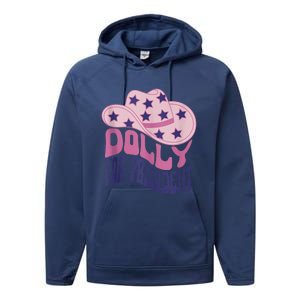 Dolly For President Personalized Dolly First Name Pink Cowboy Hat Performance Fleece Hoodie