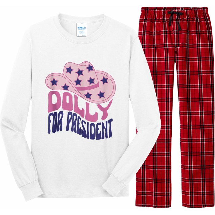 Dolly For President Personalized Dolly First Name Pink Cowboy Hat Long Sleeve Pajama Set