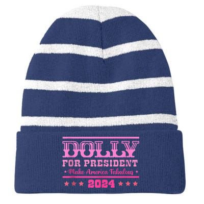 Dolly For President Personalized Dolly First Name Striped Beanie with Solid Band