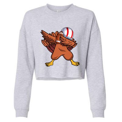 Dabbing Football Player Dabbing Turkey Thanksgiving Cool Gift Cropped Pullover Crew