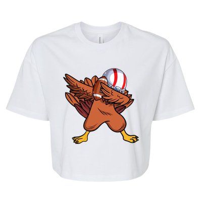 Dabbing Football Player Dabbing Turkey Thanksgiving Cool Gift Bella+Canvas Jersey Crop Tee