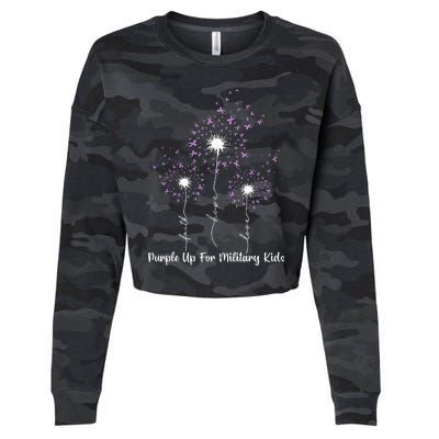 Dandelion Flower Purple Up For Military Cropped Pullover Crew