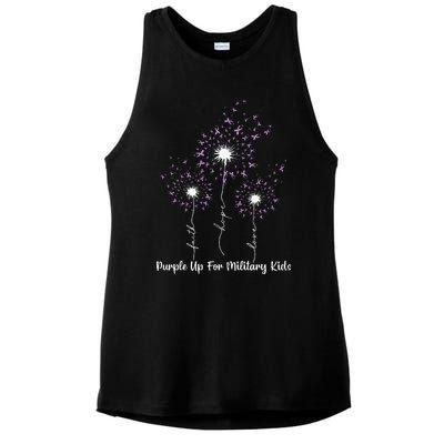 Dandelion Flower Purple Up For Military Ladies PosiCharge Tri-Blend Wicking Tank