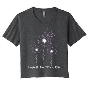 Dandelion Flower Purple Up For Military Women's Crop Top Tee