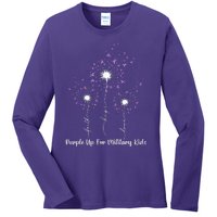 Dandelion Flower Purple Up For Military Ladies Long Sleeve Shirt