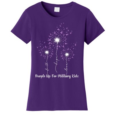 Dandelion Flower Purple Up For Military Women's T-Shirt