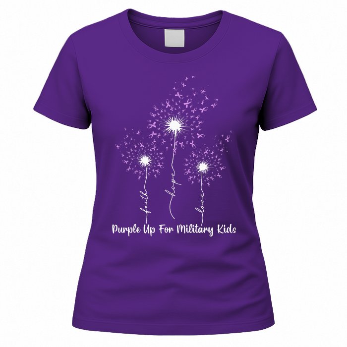 Dandelion Flower Purple Up For Military Women's T-Shirt