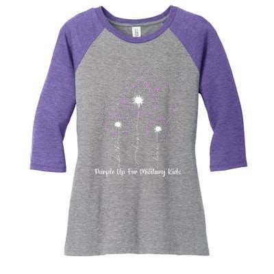 Dandelion Flower Purple Up For Military Women's Tri-Blend 3/4-Sleeve Raglan Shirt