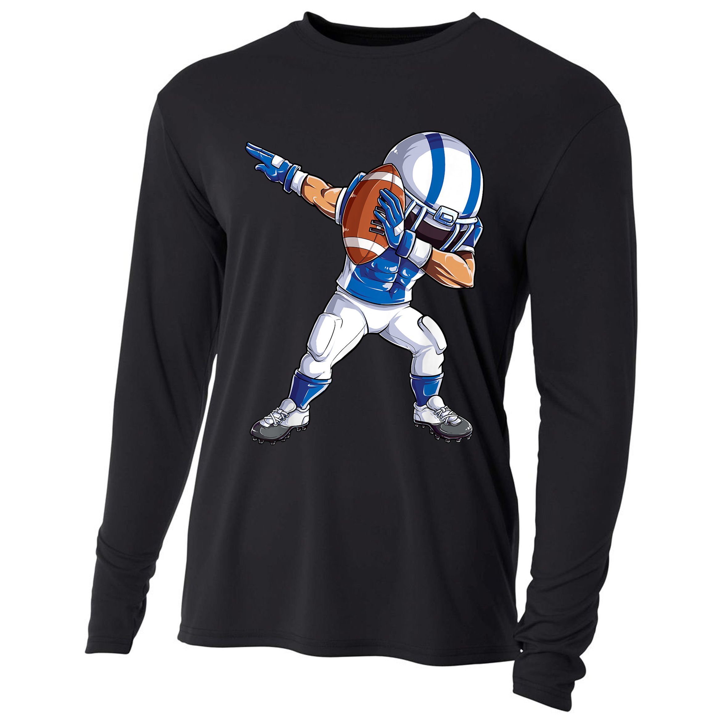Dabbing Football Player Boys Men Sports Funny Dab Dance TShirt Cooling Performance Long Sleeve Crew