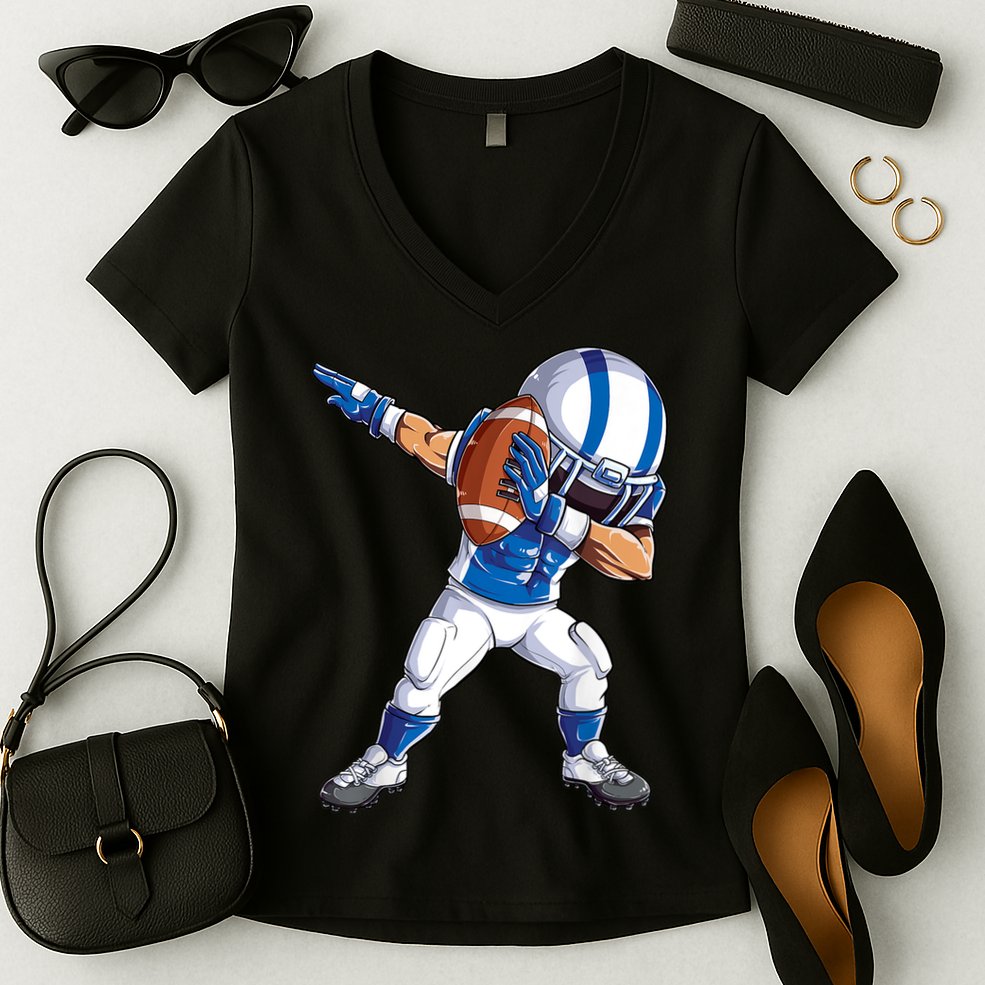 Dabbing Football Player Boys Men Sports Funny Dab Dance TShirt Women's V-Neck T-Shirt