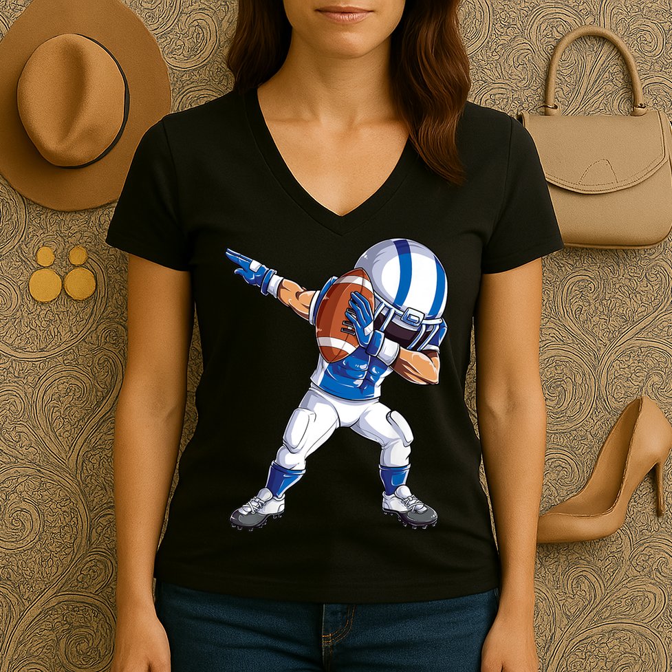Dabbing Football Player Boys Men Sports Funny Dab Dance TShirt Women's V-Neck T-Shirt