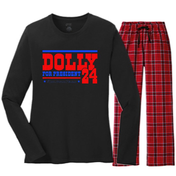 Dolly For President Women's Long Sleeve Flannel Pajama Set 