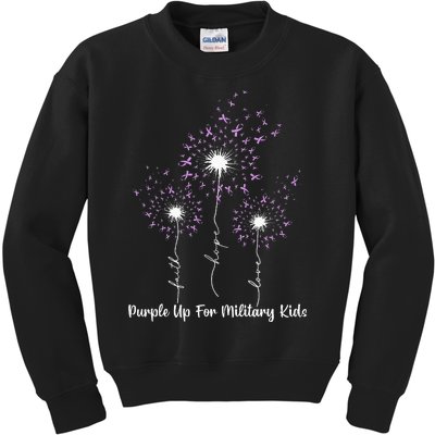 Dandelion Flower Purple Up For Military Kids Sweatshirt