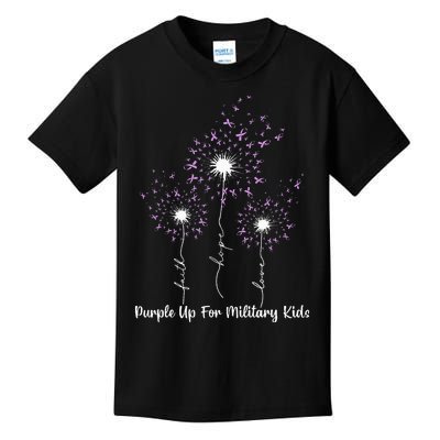 Dandelion Flower Purple Up For Military Kids T-Shirt