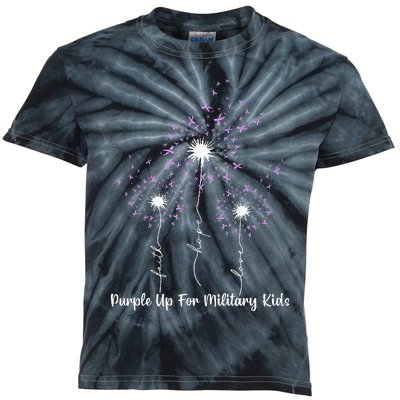 Dandelion Flower Purple Up For Military Kids Tie-Dye T-Shirt