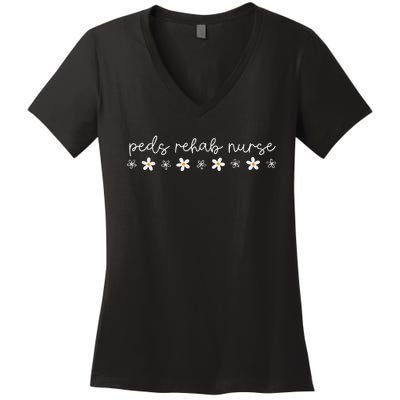 Daisy Flower Peds Rehab Nurse Pediatric Rehabilitation Nurse Women's V-Neck T-Shirt