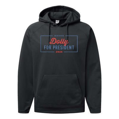 Dolly For President 2024 Retro Performance Fleece Hoodie