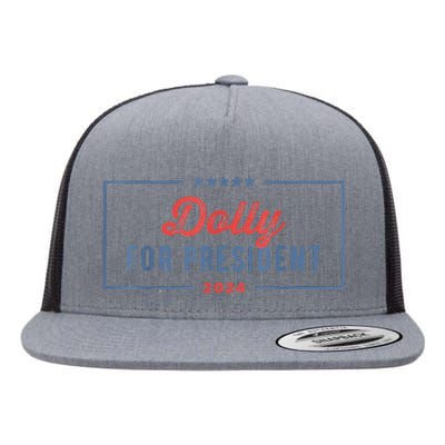 Dolly For President 2024 Retro Flat Bill Trucker Hat