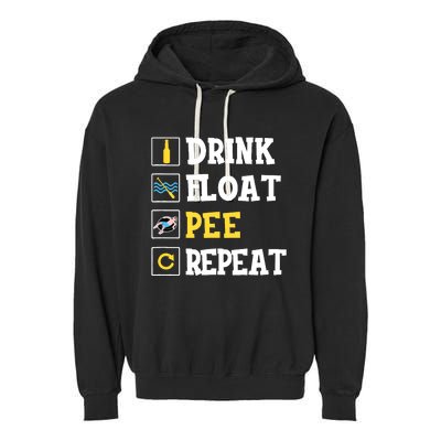 Drink Float Pee Repeat Funny Float Trip Tubing Canoeing Garment-Dyed Fleece Hoodie