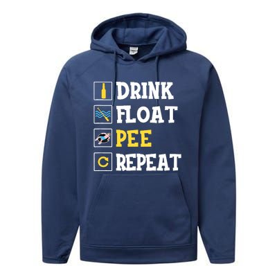 Drink Float Pee Repeat Funny Float Trip Tubing Canoeing Performance Fleece Hoodie