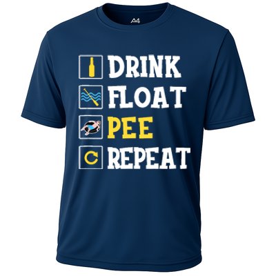 Drink Float Pee Repeat Funny Float Trip Tubing Canoeing Cooling Performance Crew T-Shirt