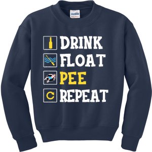 Drink Float Pee Repeat Funny Float Trip Tubing Canoeing Kids Sweatshirt