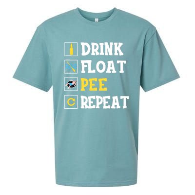 Drink Float Pee Repeat Funny Float Trip Tubing Canoeing Sueded Cloud Jersey T-Shirt