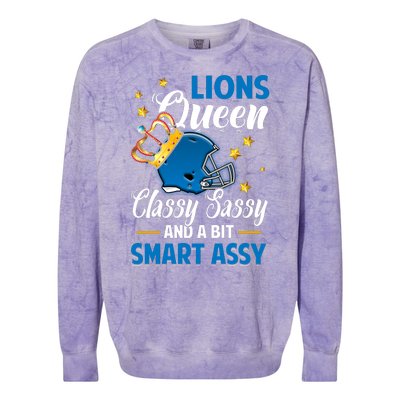 Detroit Football Queen Classy Sassy And A Bit Smart Assy Colorblast Crewneck Sweatshirt