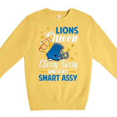 Detroit Football Queen Classy Sassy And A Bit Smart Assy Premium Crewneck Sweatshirt