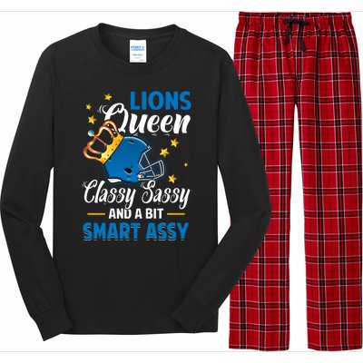 Detroit Football Queen Classy Sassy And A Bit Smart Assy Long Sleeve Pajama Set