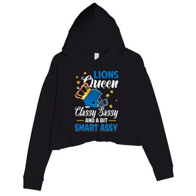 Detroit Football Queen Classy Sassy And A Bit Smart Assy Crop Fleece Hoodie