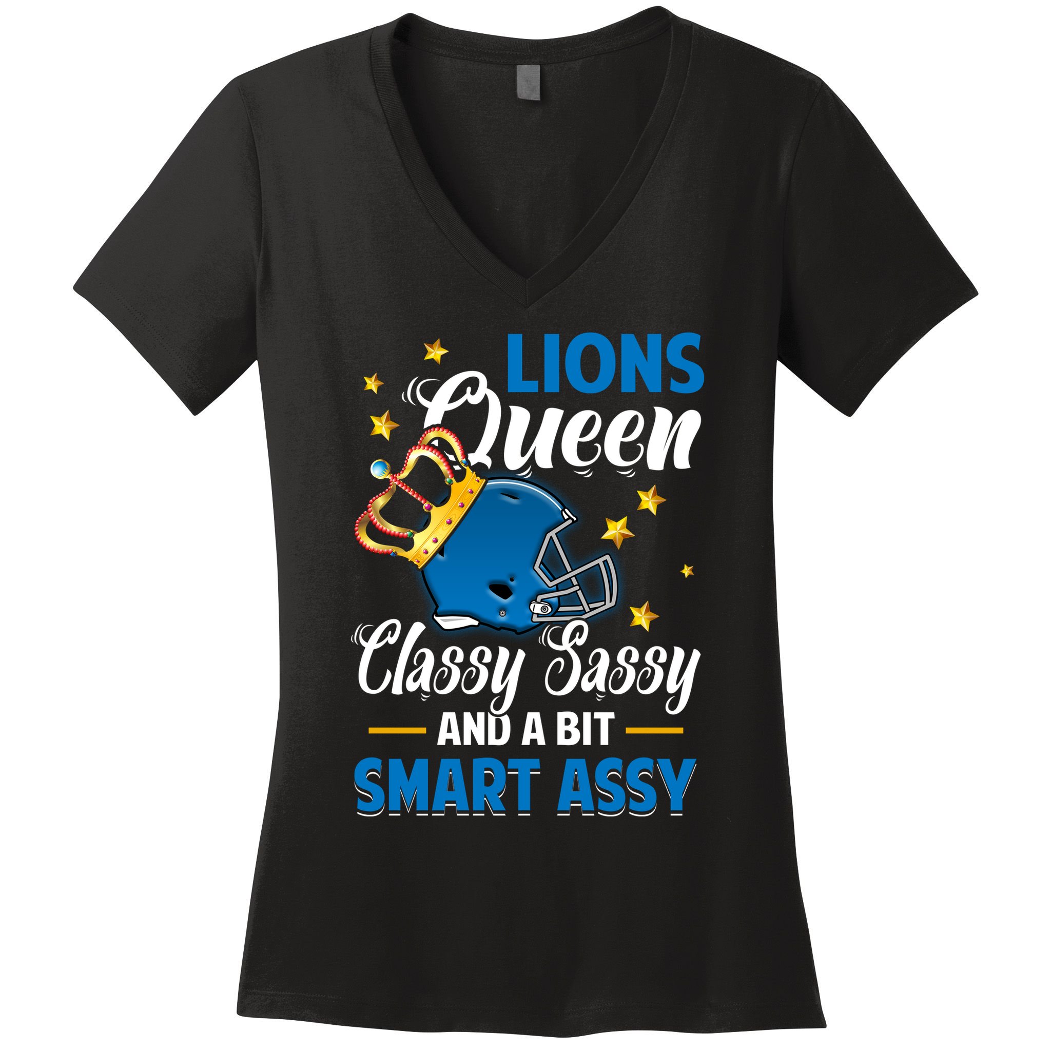 Detroit Football Queen Classy Sassy And A Bit Smart Assy Women's V-Neck T-Shirt