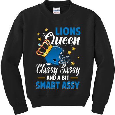 Detroit Football Queen Classy Sassy And A Bit Smart Assy Kids Sweatshirt