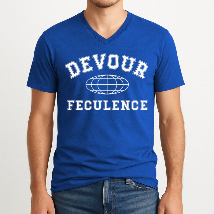 Devour Feculence Retirement Severance Big Word Work  V-Neck T-Shirt